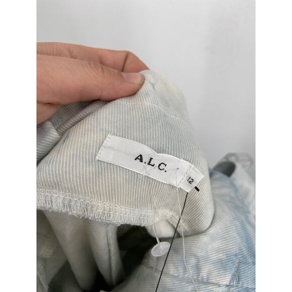 A.L.C. Davidson Blue White Tie Dye Print Paperbag Linen Blend Shorts Size 12 NWT - Picture 4 of 5